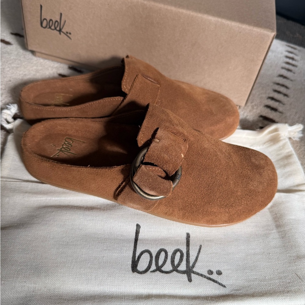 NWB - BEEK Suede Mule Slide in Chestnut - Size 6 - Picture 6 of 6